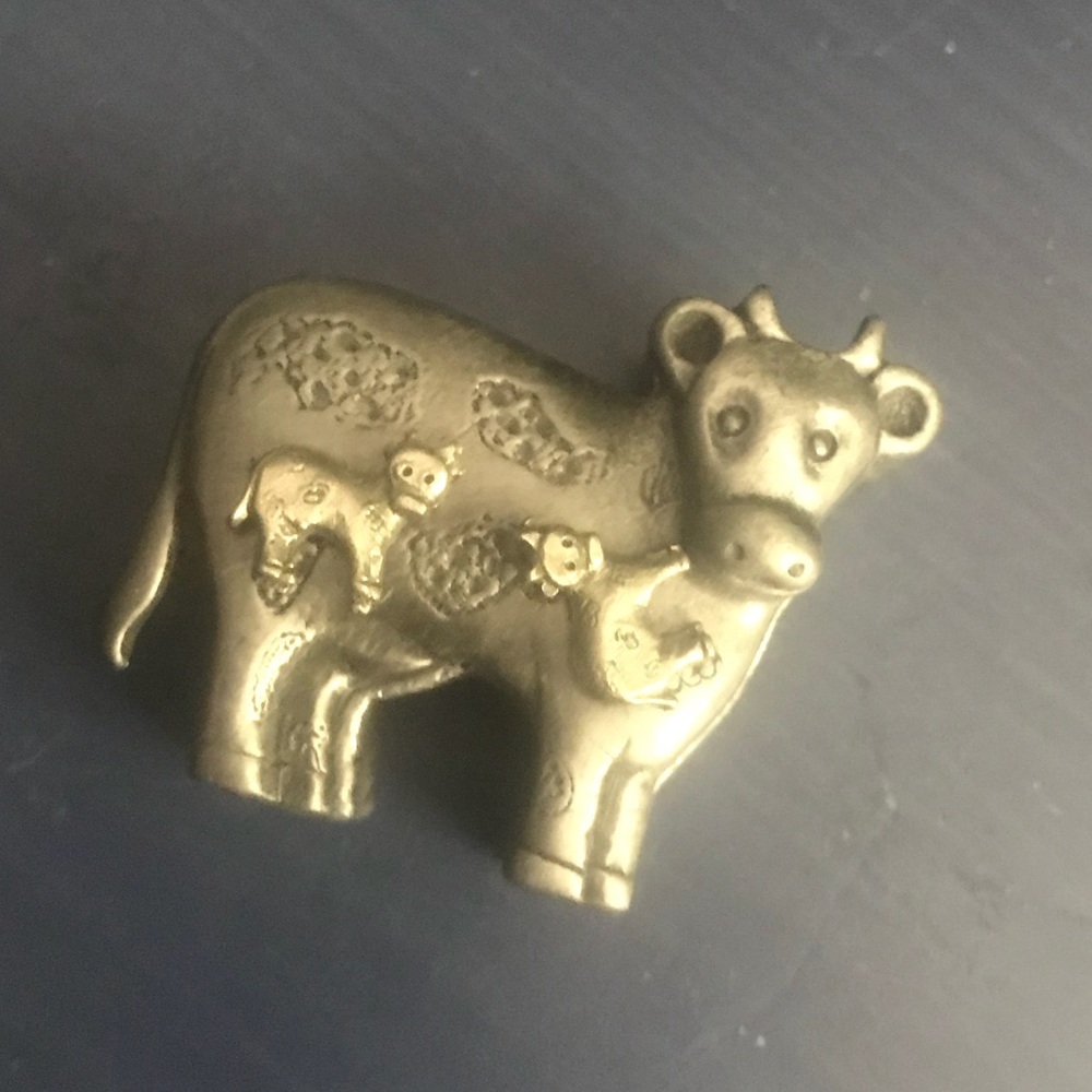 Pewter Cow Necklace, Earrings & Brooch Set